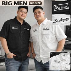 BIG MEN - Áo sơ mi tay ngắn nam big size vải đũi cao cấp phối túi thời trang cỡ đại < 140kg - SMTN đũi SM 2 túi thêu