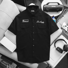 BIG MEN - Áo sơ mi tay ngắn nam big size vải đũi cao cấp phối túi thời trang cỡ đại < 140kg - SMTN đũi SM 2 túi thêu