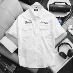 BIG MEN - Áo sơ mi tay ngắn nam big size vải đũi cao cấp phối túi thời trang cỡ đại < 140kg - SMTN đũi SM 2 túi thêu