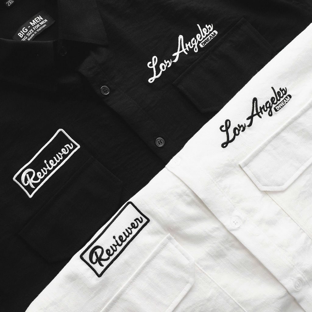 BIG MEN - Áo sơ mi tay ngắn nam big size vải đũi cao cấp phối túi thời trang cỡ đại < 140kg - SMTN đũi SM 2 túi thêu