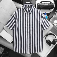 BIG MEN- Áo sơ mi tay ngắn vải QC cao cấp phối kẻ sọc bigsize nam 80- 130 kg