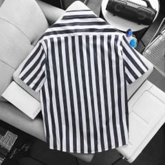 BIG MEN- Áo sơ mi tay ngắn vải QC cao cấp phối kẻ sọc bigsize nam 80- 130 kg