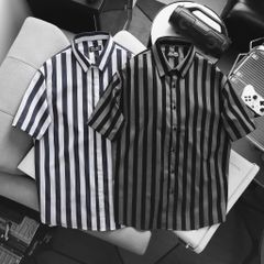 BIG MEN- Áo sơ mi tay ngắn vải QC cao cấp phối kẻ sọc bigsize nam 80- 130 kg