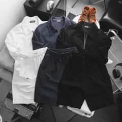 Big Men- Set bộ quần áo polo phối khóa kéo chất vải tổ ong co giãn thời trang bigsize nam 85- 135 kg - màu xanh