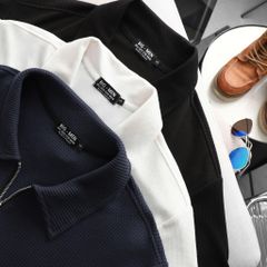 Big Men- Set bộ quần áo polo phối khóa kéo chất vải tổ ong co giãn thời trang bigsize nam 85- 135 kg - màu xanh