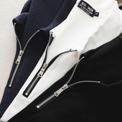 Big Men- Set bộ quần áo polo phối khóa kéo chất vải tổ ong co giãn thời trang bigsize nam 85- 135 kg - màu xanh