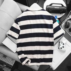 BIG MEN- Áo thun cotton họa tiết sọc ngang thêu ngựa lịch lãm phái mạnh bigsize nam 90- 137kg
