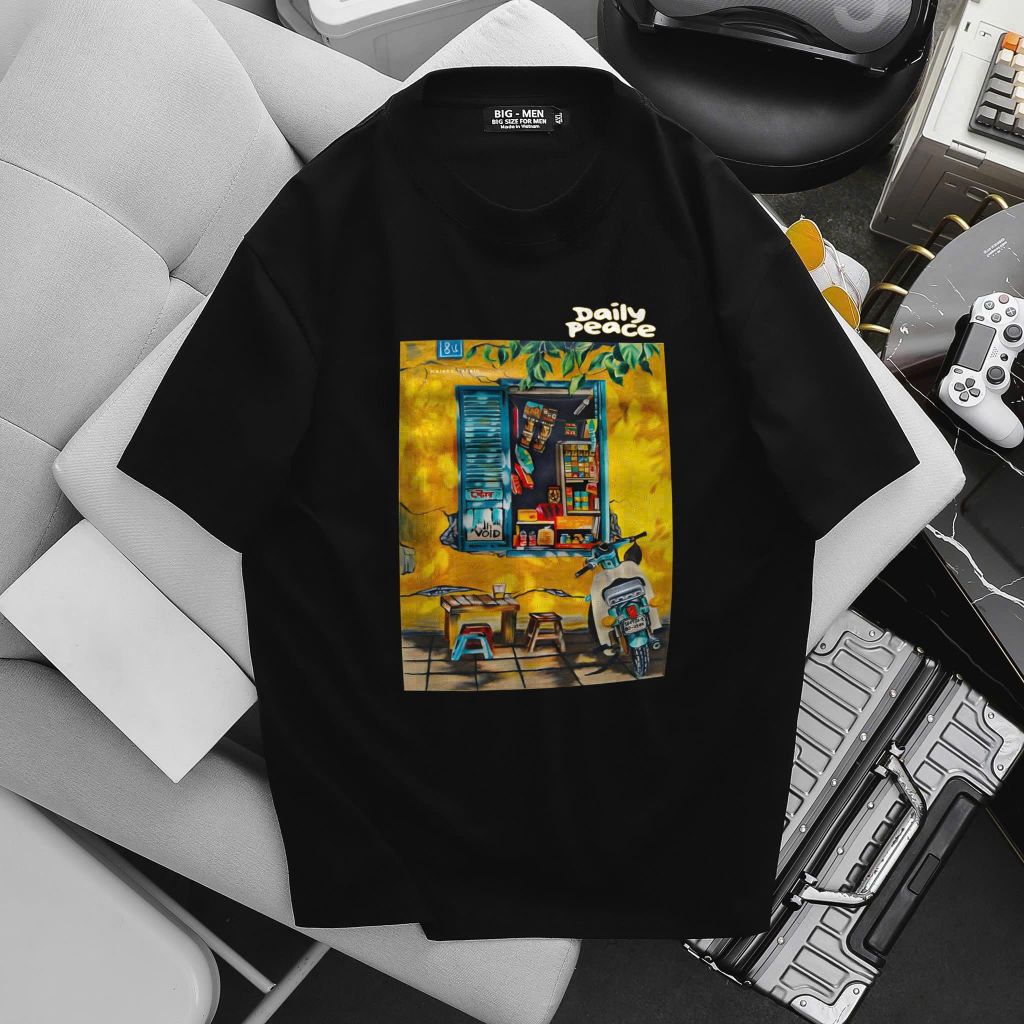 BIG MEN- Áo thun cotton in Bức Tranh Daily thời trang bigsize nam 55- 145kg