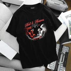 BIG MEN- Áo thun cotton in họa tiết HELL&HEAVEN thời trang bigsize nam 85- 135kg