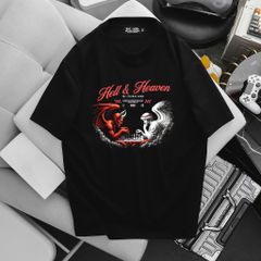 BIG MEN- Áo thun cotton in họa tiết HELL&HEAVEN thời trang bigsize nam 85- 135kg