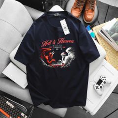 BIG MEN- Áo thun cotton in họa tiết HELL&HEAVEN thời trang bigsize nam 85- 135kg