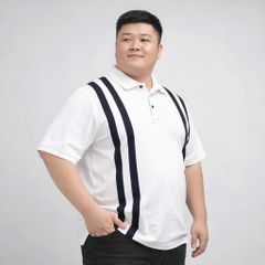 BIG MEN- Áo thun polo vải cotton cá sấu phối sọc kép lịch lãm thời trang bigsize nam 90- 140kg