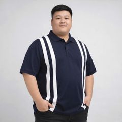 BIG MEN- Áo thun polo vải cotton cá sấu phối sọc kép lịch lãm thời trang bigsize nam 90- 140kg