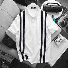BIG MEN- Áo thun polo vải cotton cá sấu phối sọc kép lịch lãm thời trang bigsize nam 90- 140kg