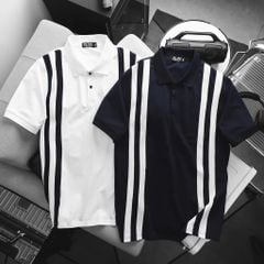 BIG MEN- Áo thun polo vải cotton cá sấu phối sọc kép lịch lãm thời trang bigsize nam 90- 140kg