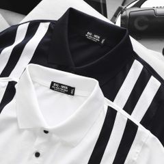 BIG MEN- Áo thun polo vải cotton cá sấu phối sọc kép lịch lãm thời trang bigsize nam 90- 140kg
