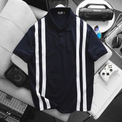 BIG MEN- Áo thun polo vải cotton cá sấu phối sọc kép lịch lãm thời trang bigsize nam 90- 140kg