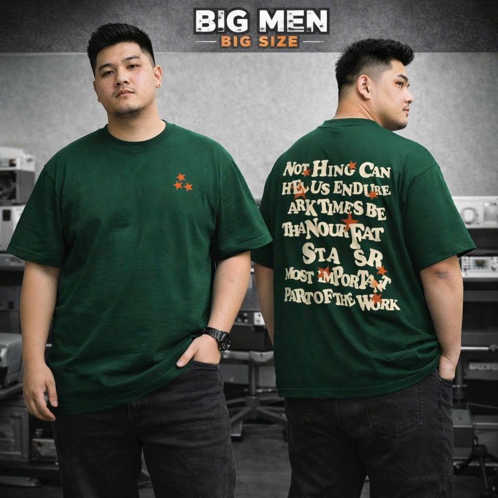 BIG MEN- Áo thun cotton in 2 mặt 3 ngôi sao thời trang trẻ trung bigsize nam 85- 145kg