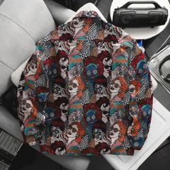 BIG MEN- Áo khoác sơ mi vải jean gấm họa tiết pop art + ký họa thời trang bigsize nam 95- 135kg