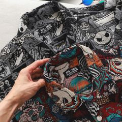 BIG MEN- Áo khoác sơ mi vải jean gấm họa tiết pop art + ký họa thời trang bigsize nam 95- 135kg
