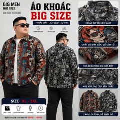 BIG MEN- Áo khoác sơ mi vải jean gấm họa tiết pop art + ký họa thời trang bigsize nam 95- 135kg