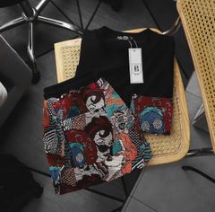 BIG MEN- Set bộ quần áo phối vải jean gấm thời trang bigsize nam 90- 135 kg_ Pop art+ Ký Họa