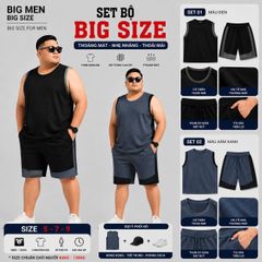BIG MEN- Set Bộ Ba Lỗ Bigsize Nam – Vải Tổ Ong Phối Viền Thời Trang Thoáng Khí (85kg - 130kg)