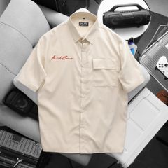 BIG MEN- Áo sơ mi tay ngắn vải polyester sọc tre thêu phối túi thời trang bigsize nam 90- 138 kg