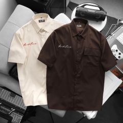 BIG MEN- Áo sơ mi tay ngắn vải polyester sọc tre thêu phối túi thời trang bigsize nam 90- 138 kg