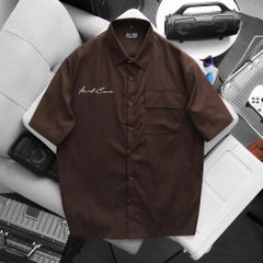 BIG MEN- Áo sơ mi tay ngắn vải polyester sọc tre thêu phối túi thời trang bigsize nam 90- 138 kg
