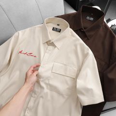 BIG MEN- Áo sơ mi tay ngắn vải polyester sọc tre thêu phối túi thời trang bigsize nam 90- 138 kg