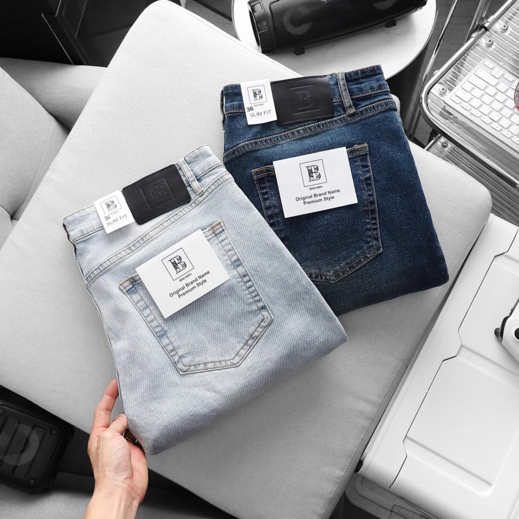 BIG MEN- Quần jean dài ống suông co giãn tông xanh xịn xò thời trang bigsize nam 80- 130kg_ xanh đá+ xanh nhạt