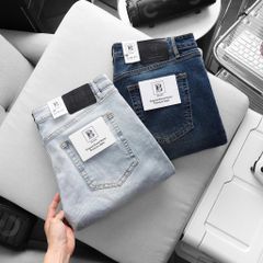 BIG MEN- Quần jean dài ống suông co giãn tông xanh xịn xò thời trang bigsize nam 80- 130kg_ xanh đá+ xanh nhạt