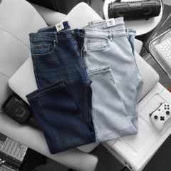BIG MEN- Quần jean dài ống suông co giãn tông xanh xịn xò thời trang bigsize nam 80- 130kg_ xanh đá+ xanh nhạt