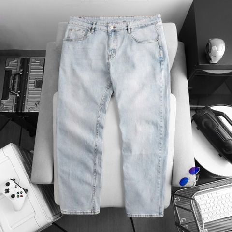 BIG MEN- Quần jean dài ống suông co giãn tông xanh xịn xò thời trang bigsize nam 80- 130kg_ xanh đá+ xanh nhạt