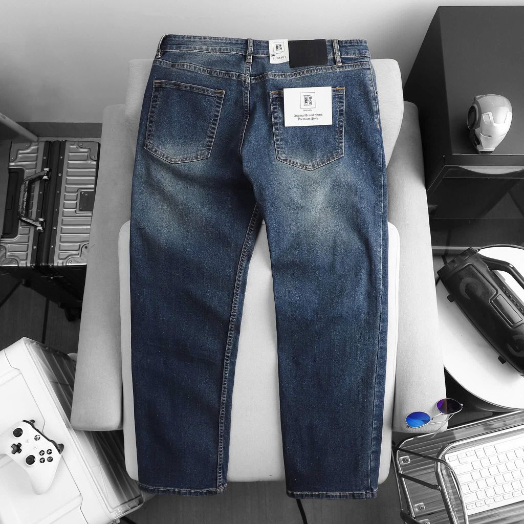 BIG MEN- Quần jean dài ống suông co giãn tông xanh xịn xò thời trang bigsize nam 80- 130kg_ xanh đá+ xanh nhạt