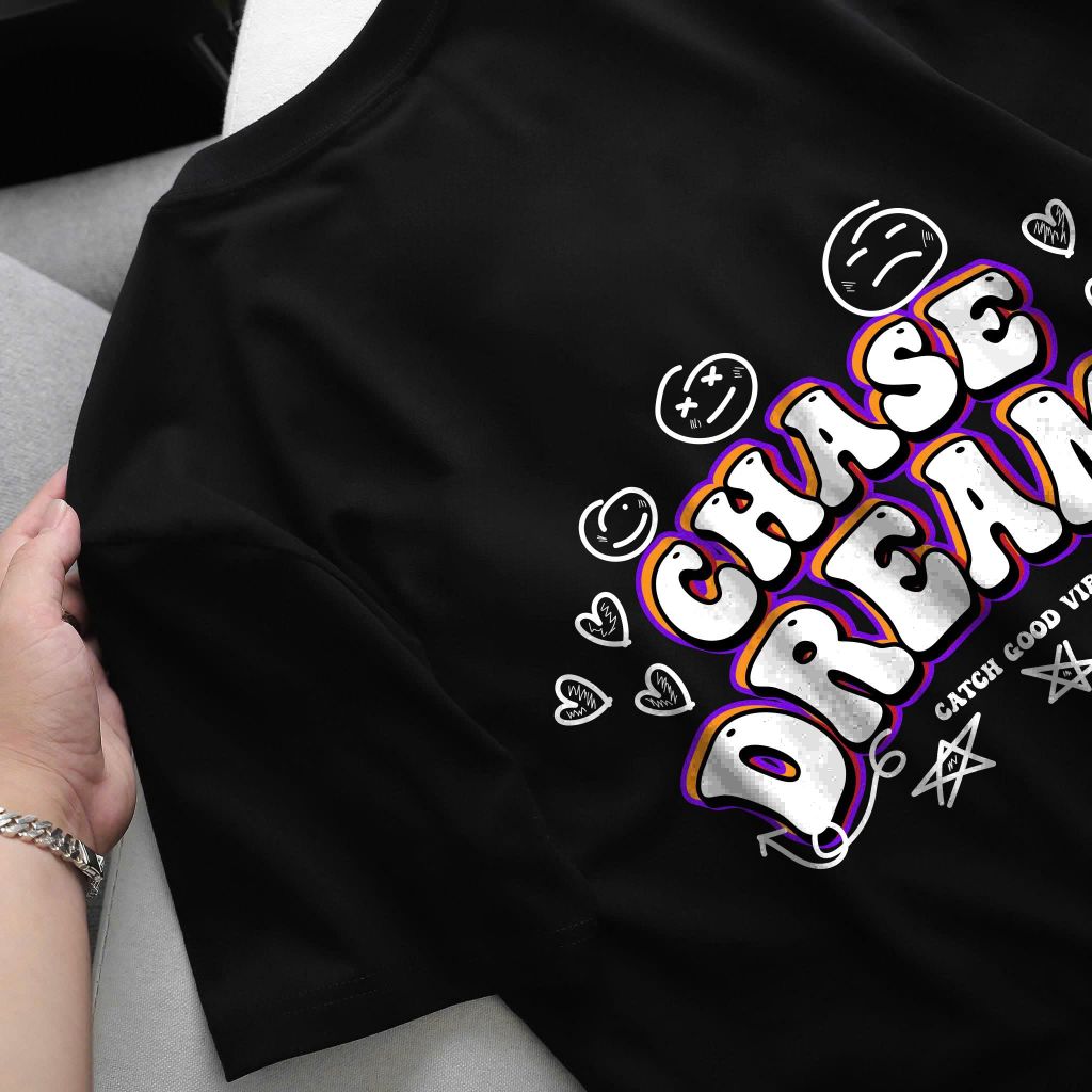 BIG MEN- Áo thun cotton in họa tiết chữ 2 mặt CHASE DREAMS năng động bigsize nam 85- 145kg