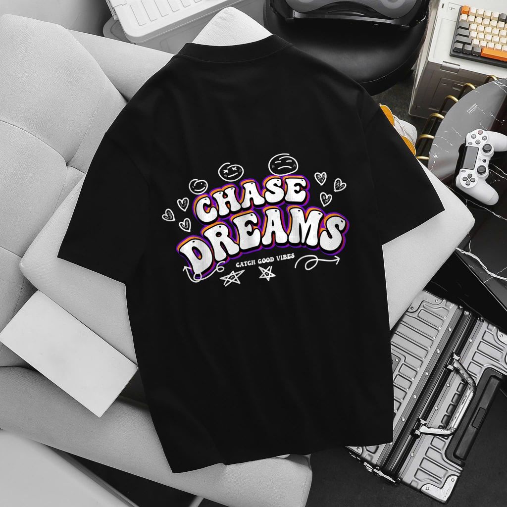BIG MEN- Áo thun cotton in họa tiết chữ 2 mặt CHASE DREAMS năng động bigsize nam 85- 145kg