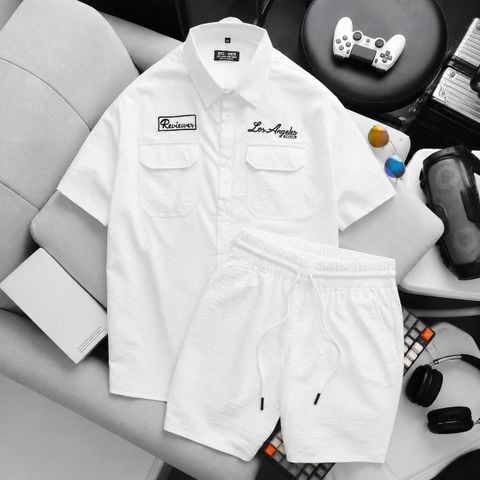 BIG MEN- Set bộ sơ mi vải đũi mùa hè thêu phối 2 túi bigsize nam thoáng mát thời trang 80- 130kg