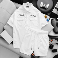 BIG MEN- Set bộ sơ mi vải đũi mùa hè thêu phối 2 túi bigsize nam thoáng mát thời trang 80- 130kg