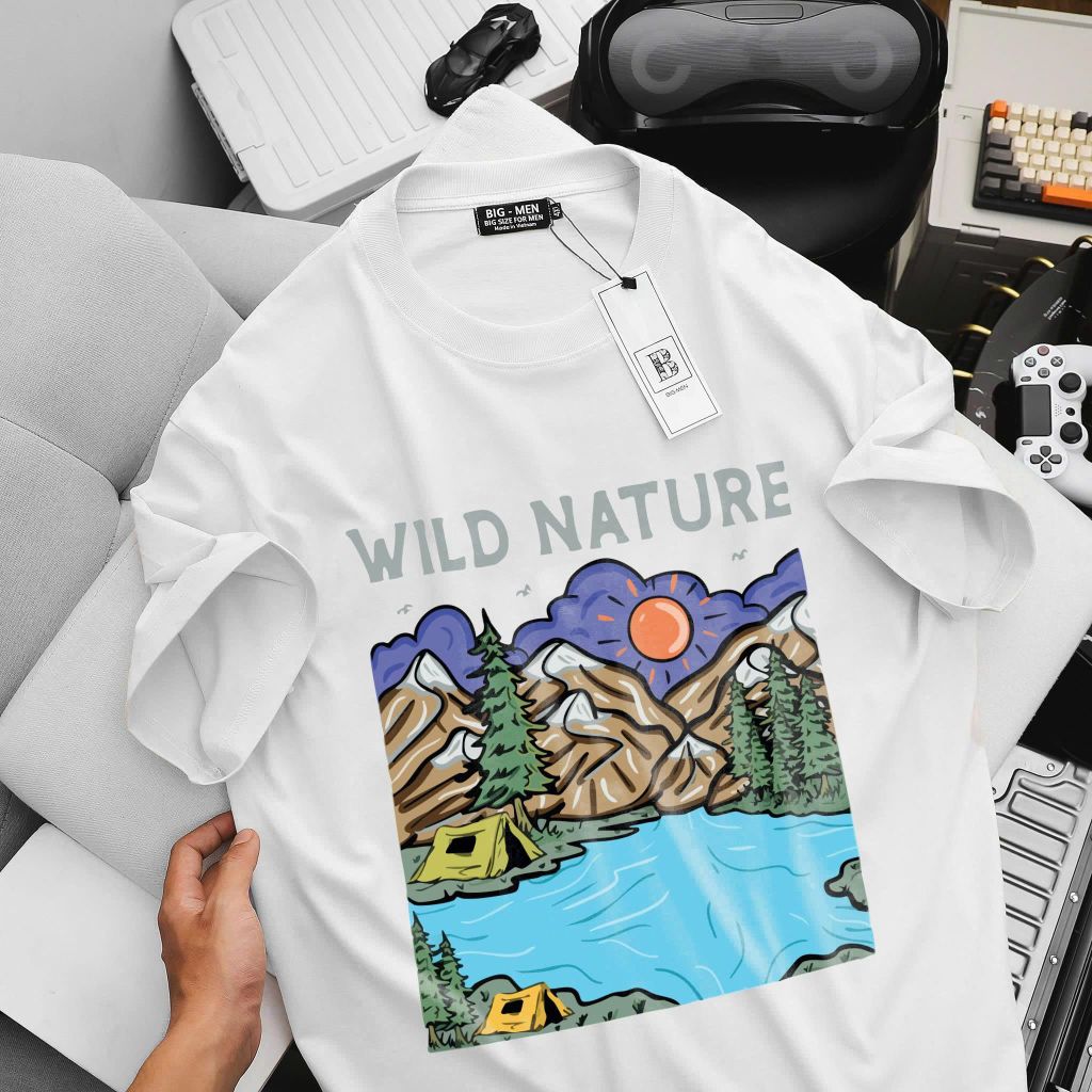 BIG MEN- Áo thun cotton in họa tiết Wild thời trang mùa hè bigsize nam 85- 145kg