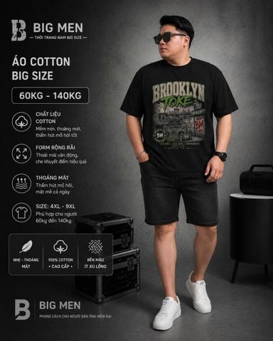 BIG MEN- Áo thun cotton in họa tiết Toke thời trang cá tính bigsize nam 55- 145kg