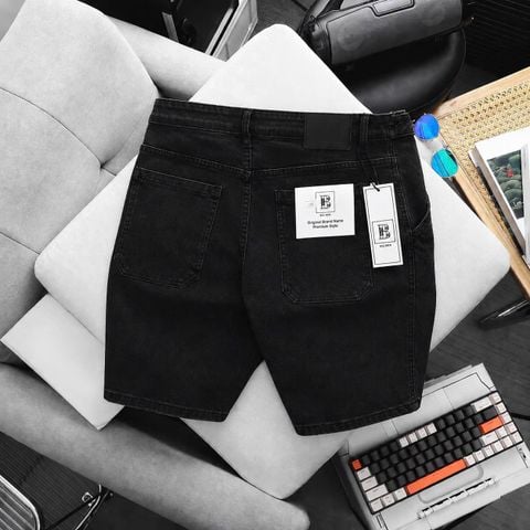 BIG MEN- Quần short jean màu đen phối nút cá tính thời trang bigsize nam 80- 130kg_ Mã 110