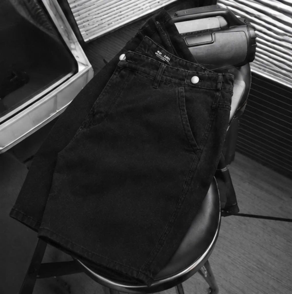 BIG MEN- Quần short jean màu đen phối nút cá tính thời trang bigsize nam 80- 130kg_ Mã 110