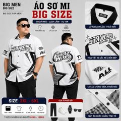 BIG MEN- Áo sơ mi tay ngắn bigsize nam phối họa tiết NGÔI SAO thời trang cá tính 90- 135kg