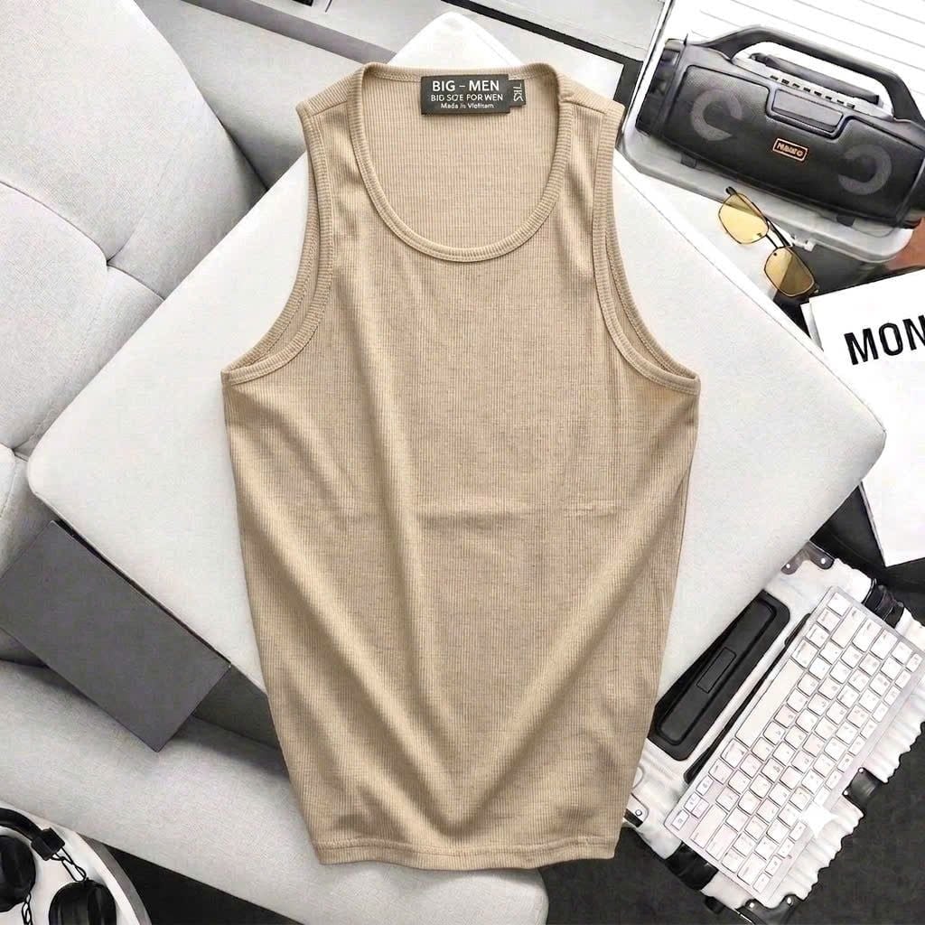 BIG MEN- Áo thun ba lỗ/tanktop vải cotton gân co giãn thời trang bigsize nam 70- 130kg