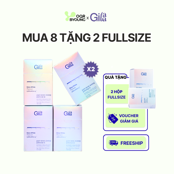 gila glutathione Bột Ngậm Trắng Da Glutathione C Gilaa 90g/hộp (3g x 30 gói) – OQR Byoung