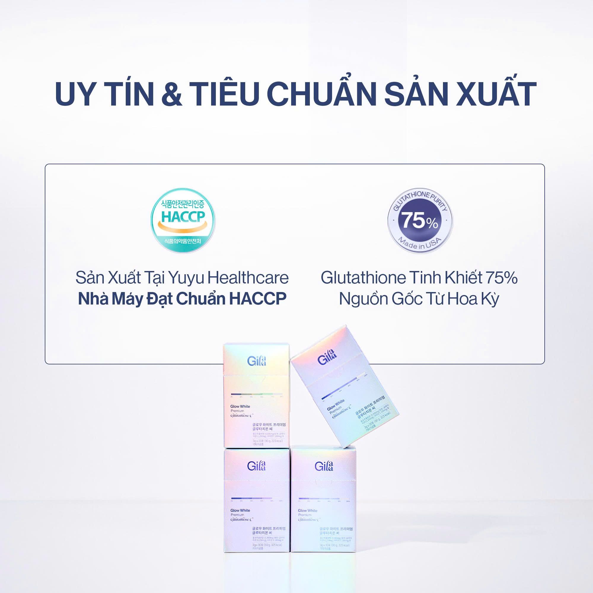 Bột Ngậm Trắng Da Glutathione C Gilaa 90g/hộp (3g x 30 gói) – OQR Byoung