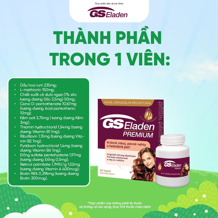 TPBVSK GS Eladen - chứa dầu hoa rum, hỗ trợ tóc chắc khoẻ, giảm rụng tóc