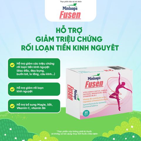 Minlaaps Fusen - Hỗ trợ giảm rối loạn kinh nguyệt, tiền kinh nguyệt (Hộp 30 viên)